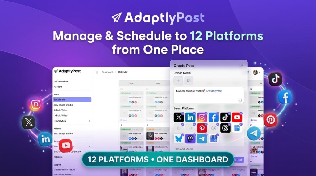 AdaptlyPost Lifetime Deal - Schedule Posts to 12 Platforms From One Dashboard 1 AdaptlyPost review