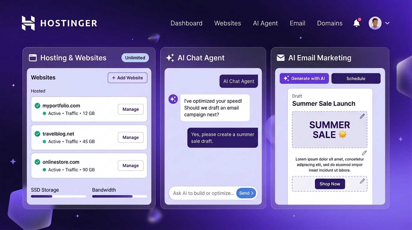 Hostinger Bundle 1 Year Deal - A Full Year of Hosting, an AI Agent, and Email Marketing for $44 1 Hostinger Bundle review