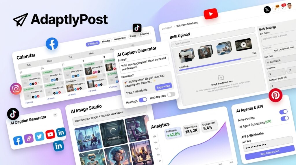 AdaptlyPost Lifetime Deal - Schedule Posts to 12 Platforms From One Dashboard 2 AdaptlyPost features