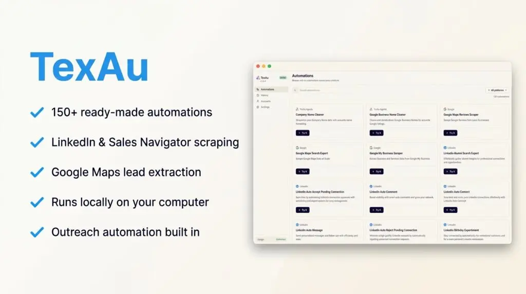 TexAu Lifetime Deal - Automate Lead Scraping and LinkedIn Outreach Locally 2 TexAu features