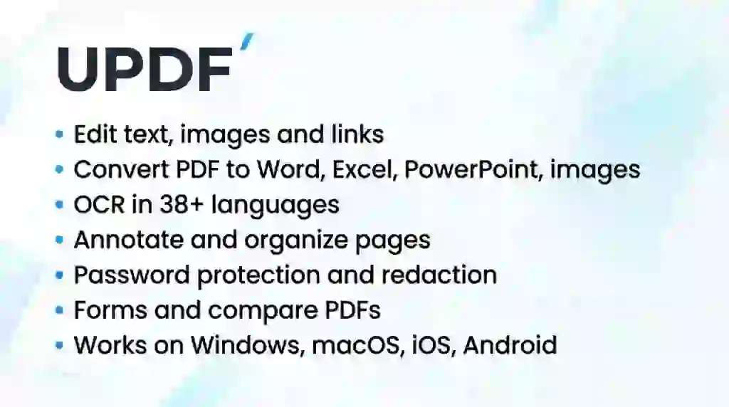 UPDF Lifetime Deal - Edit PDFs on Every Device 2 UPDF features