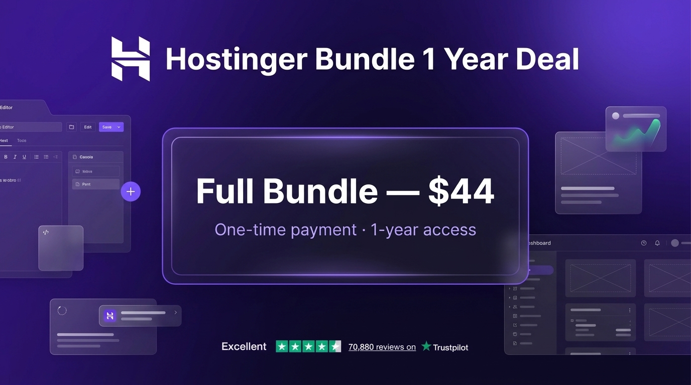 Hostinger Bundle 1 Year Deal - A Full Year of Hosting, an AI Agent, and Email Marketing for $44 3 Hostinger Bundle deal